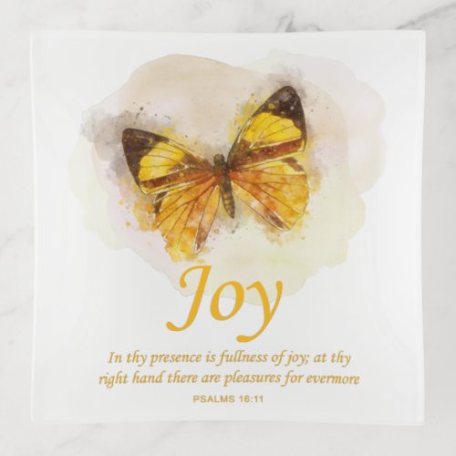 Womens Christian Butterfly Bible Verse Joy Trinket Tray