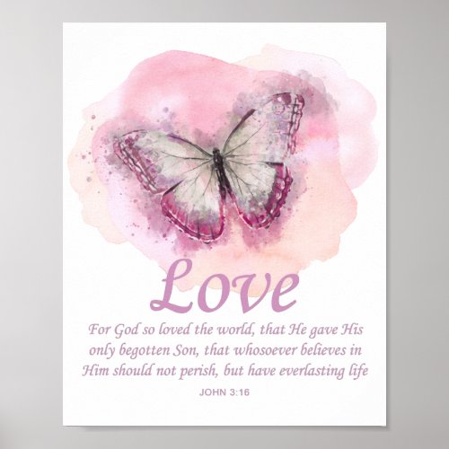 Womens Christian Butterfly Bible Verse Love Poster