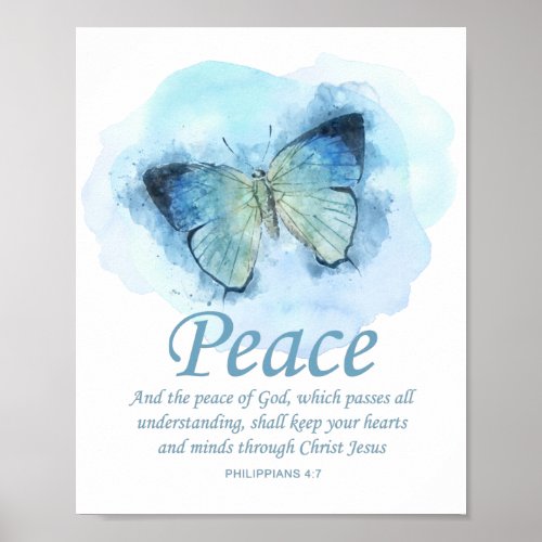 Womens Christian Butterfly Bible Verse Peace Poster