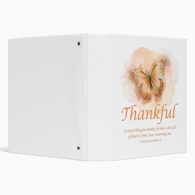 Women’s Christian Butterfly Bible Verse: Thankful  3 Ring Binder (Background)