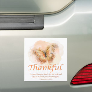 Women’s Christian Butterfly Bible Verse: Thankful  Car Magnet