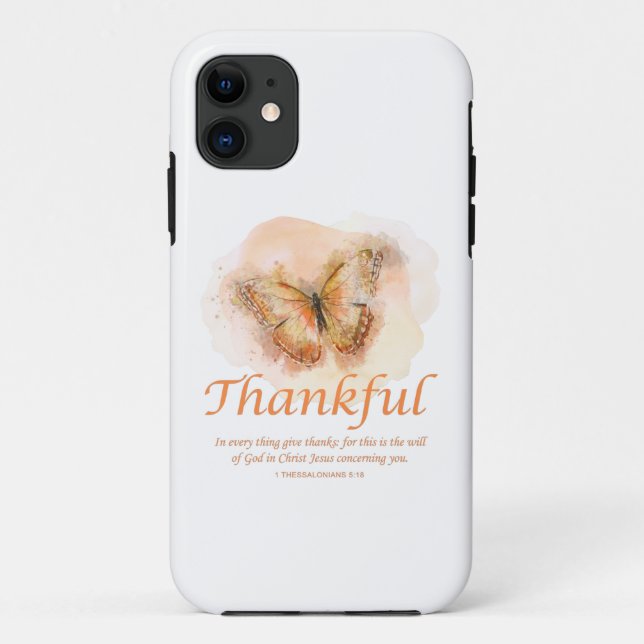 Women’s Christian Butterfly Bible Verse: Thankful  Case-Mate iPhone Case (Back)