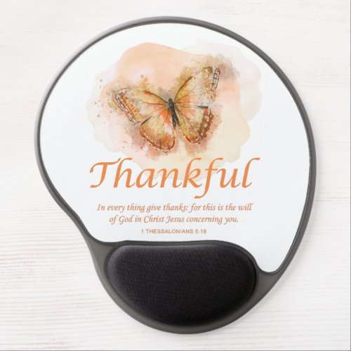 Womens Christian Butterfly Bible Verse Thankful  Gel Mouse Pad