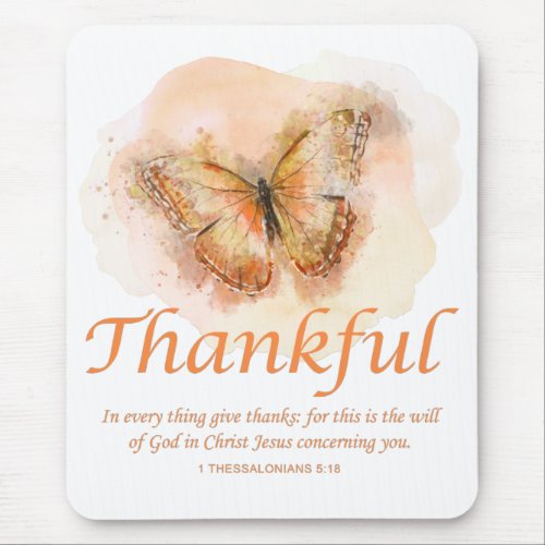 Womens Christian Butterfly Bible Verse Thankful  Mouse Pad