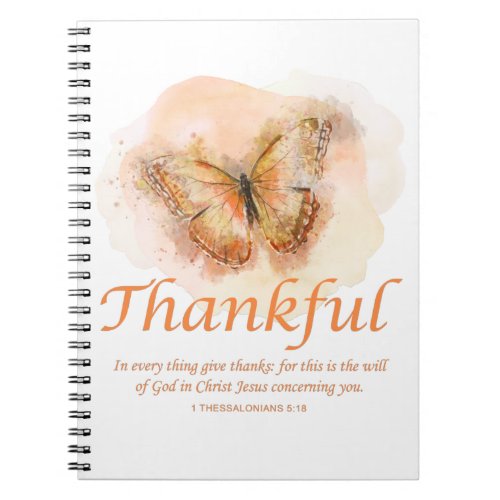 Womens Christian Butterfly Bible Verse Thankful  Notebook