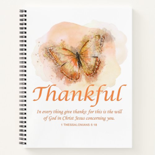 Womens Christian Butterfly Bible Verse Thankful Notebook