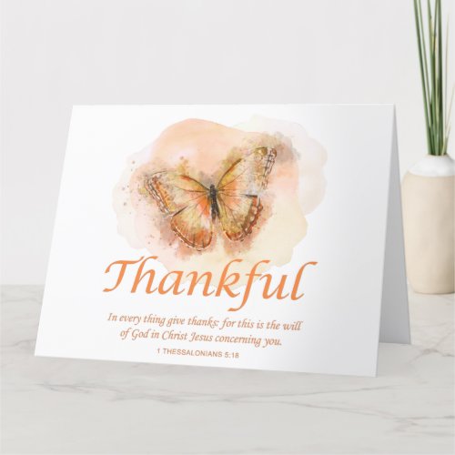 Womens Christian Butterfly Bible Verse Thankful  Thank You Card