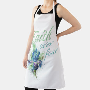 Women’s Christian Watercolor: Faith Over Fear Apron