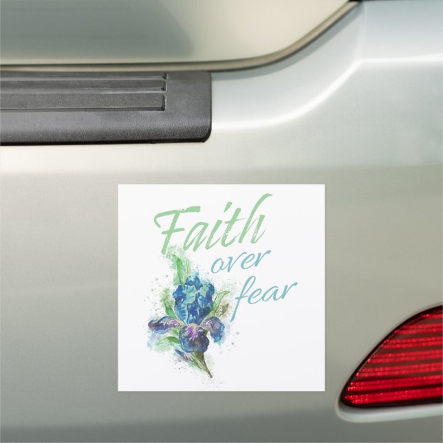Women’s Christian Watercolor: Faith Over Fear Car Magnet (In Situ)