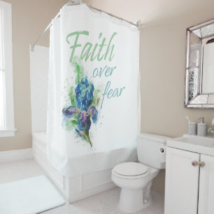 Women’s Christian Watercolor: Faith Over Fear Shower Curtain