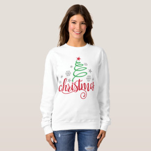 Women’s Christmas Sweatshirt   Simple Holiday Tree