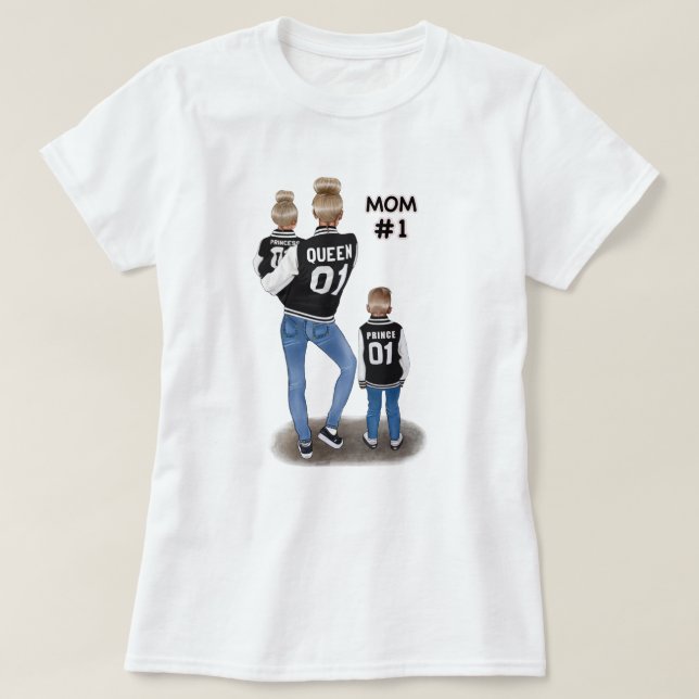 Women’s Cotton T-shirt for Mother of Boy and Girl (Design Front)
