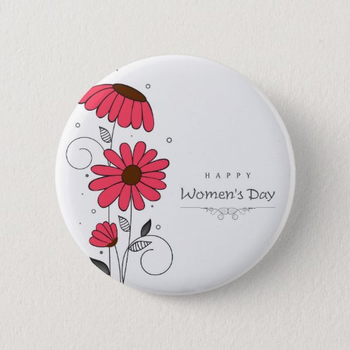 Womens day and drawn of pink flowes  with circles button