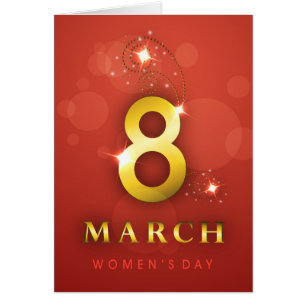 Women’s day,golden words on red bokeh background