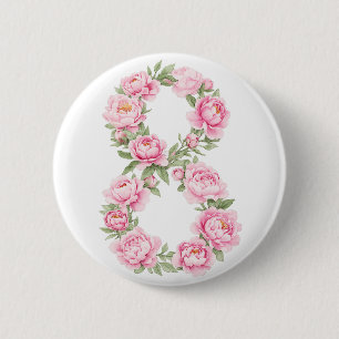 Women’s Day Peony Flower for March 8  Button