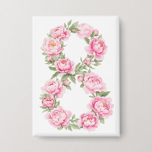 Women’s Day Peony Flower for March 8  Button