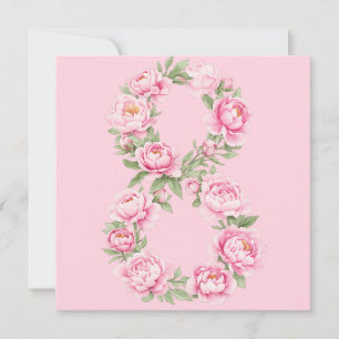 Women’s Day Peony Flower for March 8 Holiday Card