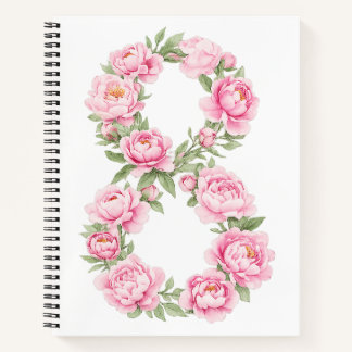 Women’s Day Peony Flower for March 8 Notebook