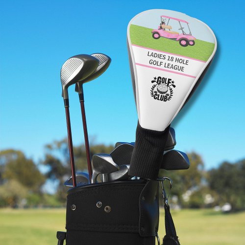 Womens Golf League Pink Cart Logo Message  Golf Head Cover