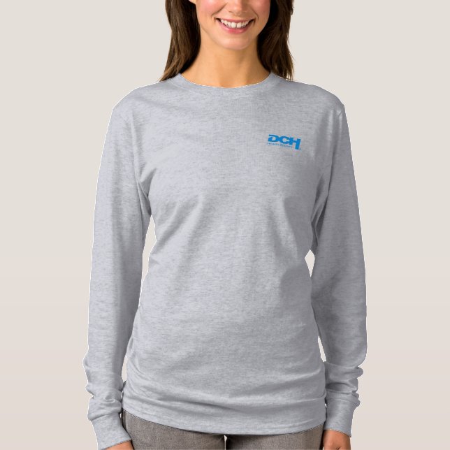 Women’s - Gray - Long Sleeve - DCH Blue Logo T-Shirt (Front)