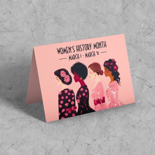 Womenâs History Month Global Women Pink Floral Holiday Card