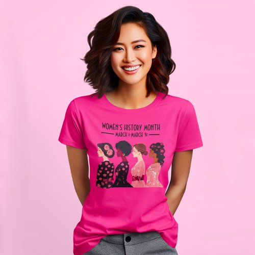 Womens History Month Global Women Pink Floral T_Shirt
