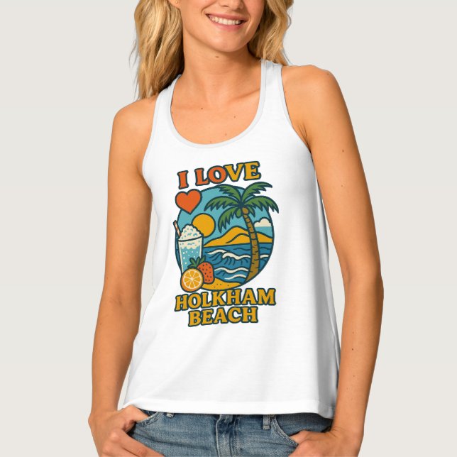Women’s i love Holkham Beach Tank Top (Front)