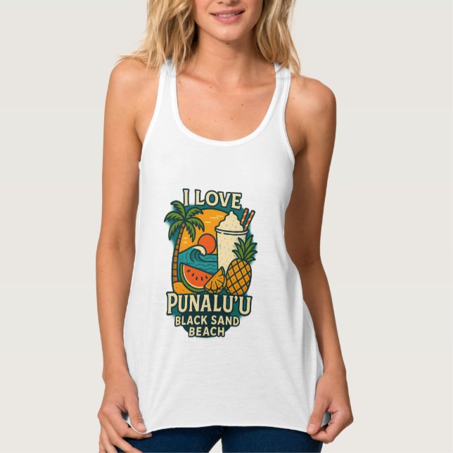 Women’s i love Punaluʻu Black Sand Beach Tank Top (Front)