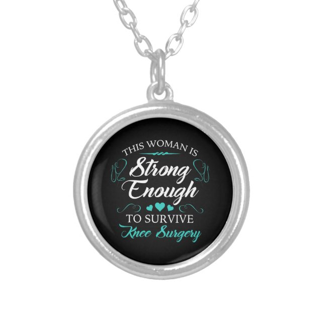 Women’s Knee Surgery Recovery Silver Plated Necklace (Front)