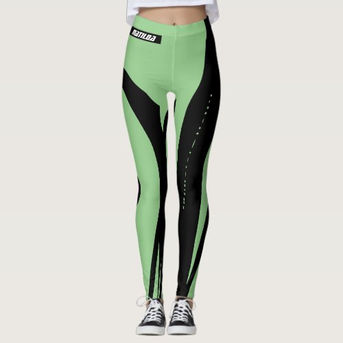 Womens Leggings Black  Mint Green