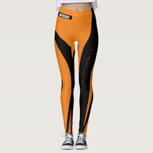 Womens Leggings Black Pumpkin Orange