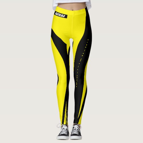 Womens Leggings Black Yellow