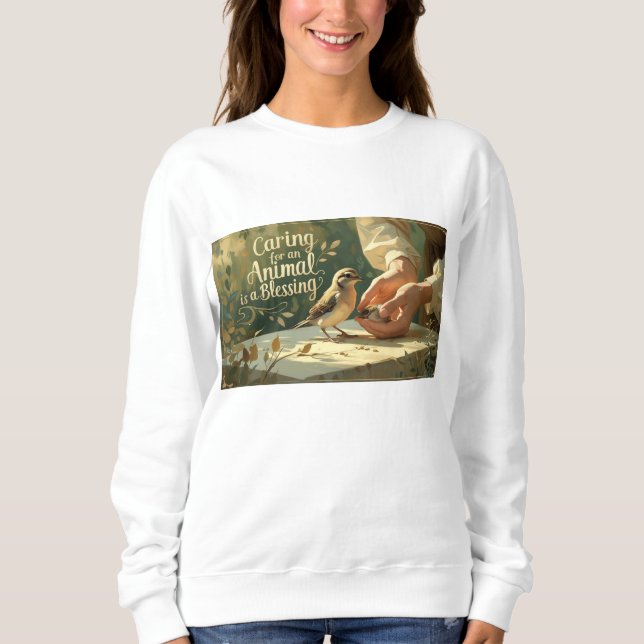 Women’s Long Sleeve Shirt – “Caring for Animals is (Front)