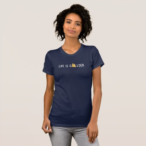 Womens Navy Blue T_Shirt Life is Golden