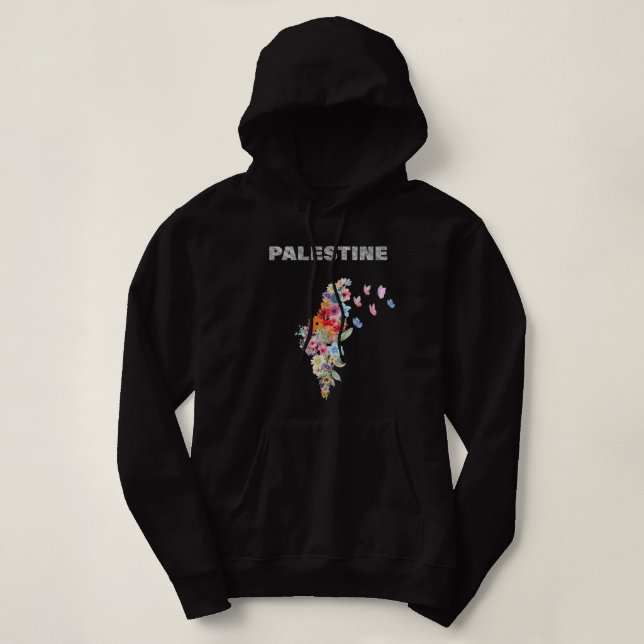 Women’s Palestine Hoodie – Floral Palestine Map (Design Front)
