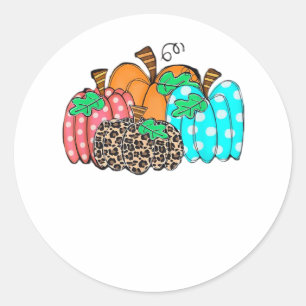 Women’s Pumpkin Leopard Print Graphic It’s Fall Y’ Classic Round Sticker