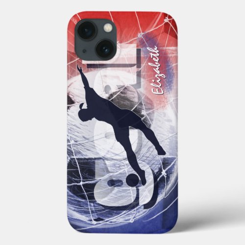 Womens soccer red white and blue iPhone 13 case