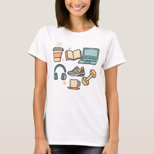 Women’s T-Shirt – Daily Life Icons Work & Wellness