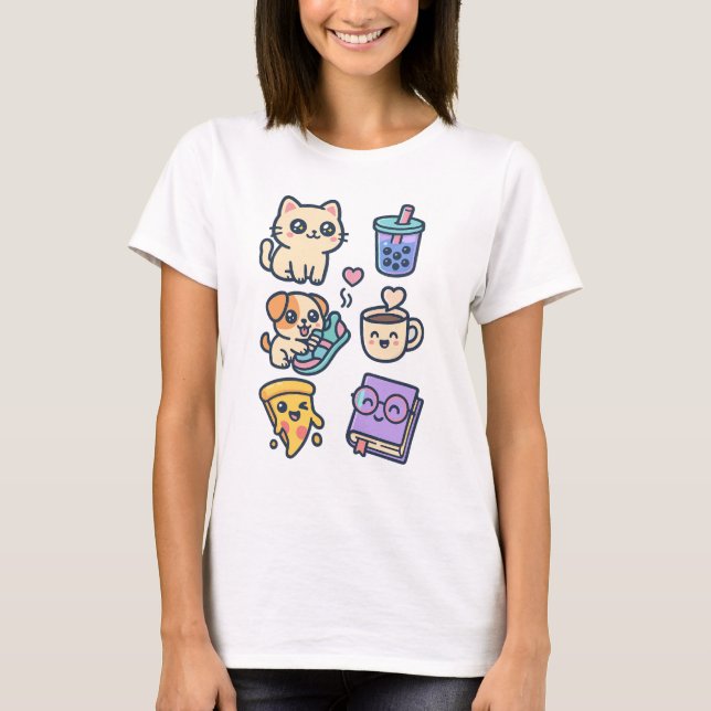 Women’s T-Shirt – Daily Life Icons Work & Wellness (Front)