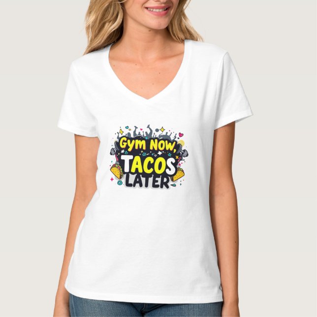 Women’s V-Neck T-Shirt – Workout Quote Tee (Front)