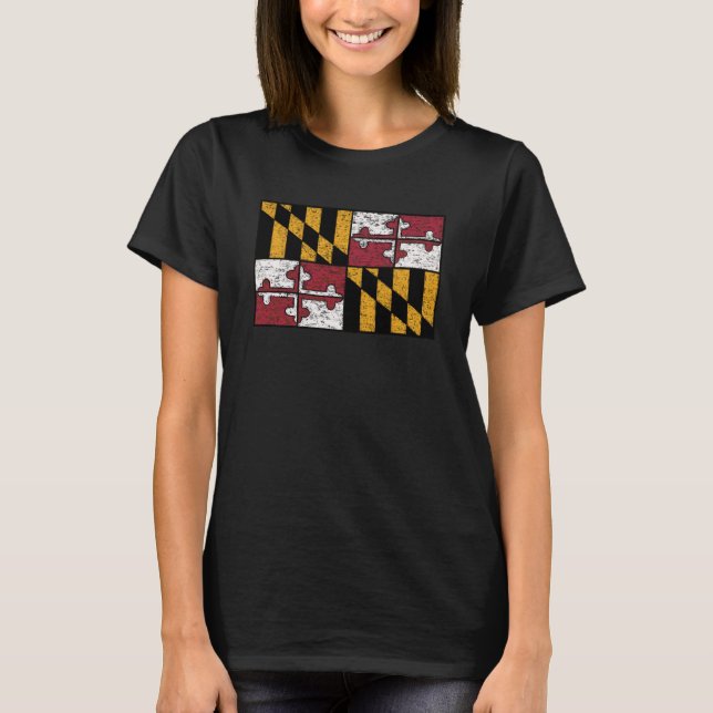 Women’s Weathered Maryland Flag T-shirt (Front)