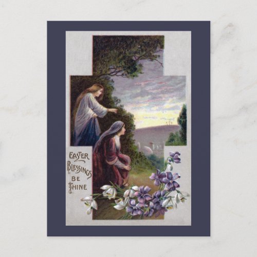 Women See Three Crosses on Calvary Postcard