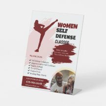 Women Self Defense Classes Pedestal Sign