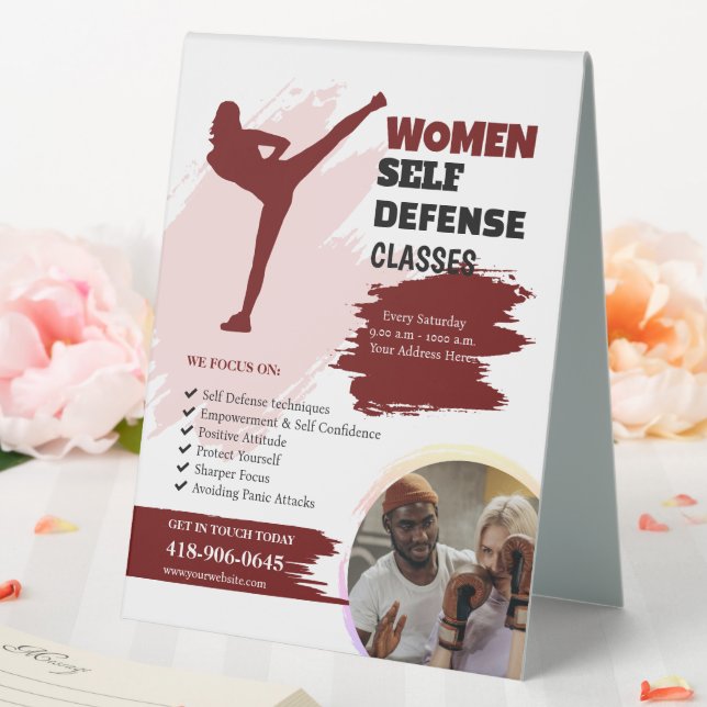 Women Self Defense Classes Table Tent Sign (In SItu (Wedding))