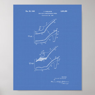 Women Shoe 1949 Patent Art Blueprint Poster