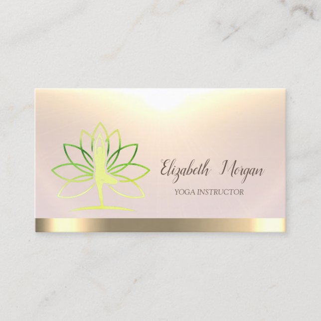 Women Silhouette Lotus  Yoga Instructor Business Card (Front)