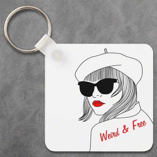 Women Silhouette Red & White Feminist Quote Keychain (Creator Uploaded)