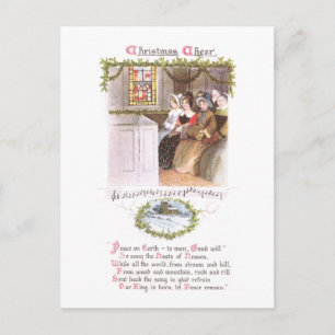 Women Singing in Church Vintage Christmas Holiday Postcard