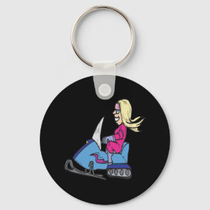 Women Snowmobiling Keychain