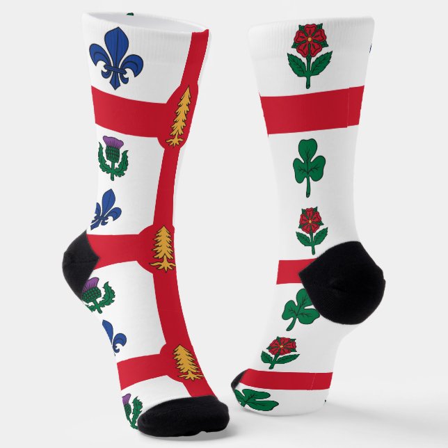 Women socks with flag of Montreal, Canada (Angled)